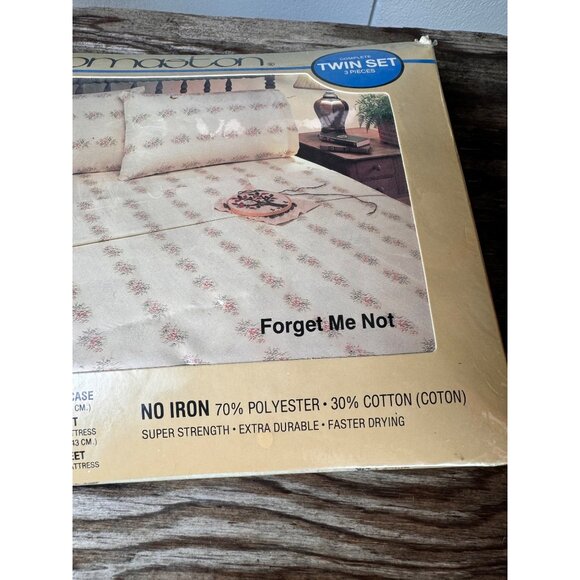 Thomaston Twin Sheet Set Forget Me Not No Iron 70% Polyester 30% Cotton - Picture 8 of 8